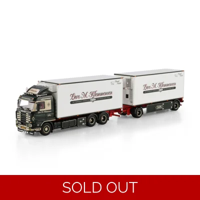 WSI TRUCK 1.50 Lars Klemmensen; SCANIA 3 SERIES STREAMLINE RIGED REEFER TRUCK 6X2 TAG AXLE RIGED REE title=